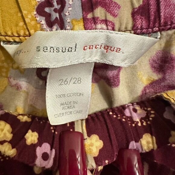 Sleep By‎ Cacique Pajama Pants Women's 26/28 (4X) Yellow Purple Floral Patchwork - Picture 3 of 3